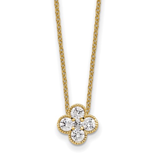 True Origin 14K Yellow Gold 0.50 Carat Lab Grown Diamond VS+ F+ Complete Bloom Floral Necklace, 18"