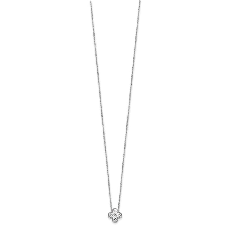 True Origin 14k White Gold 3/4 carat Lab Grown Diamond VS DEF 18 inch Bloom Floral Pendant Necklace