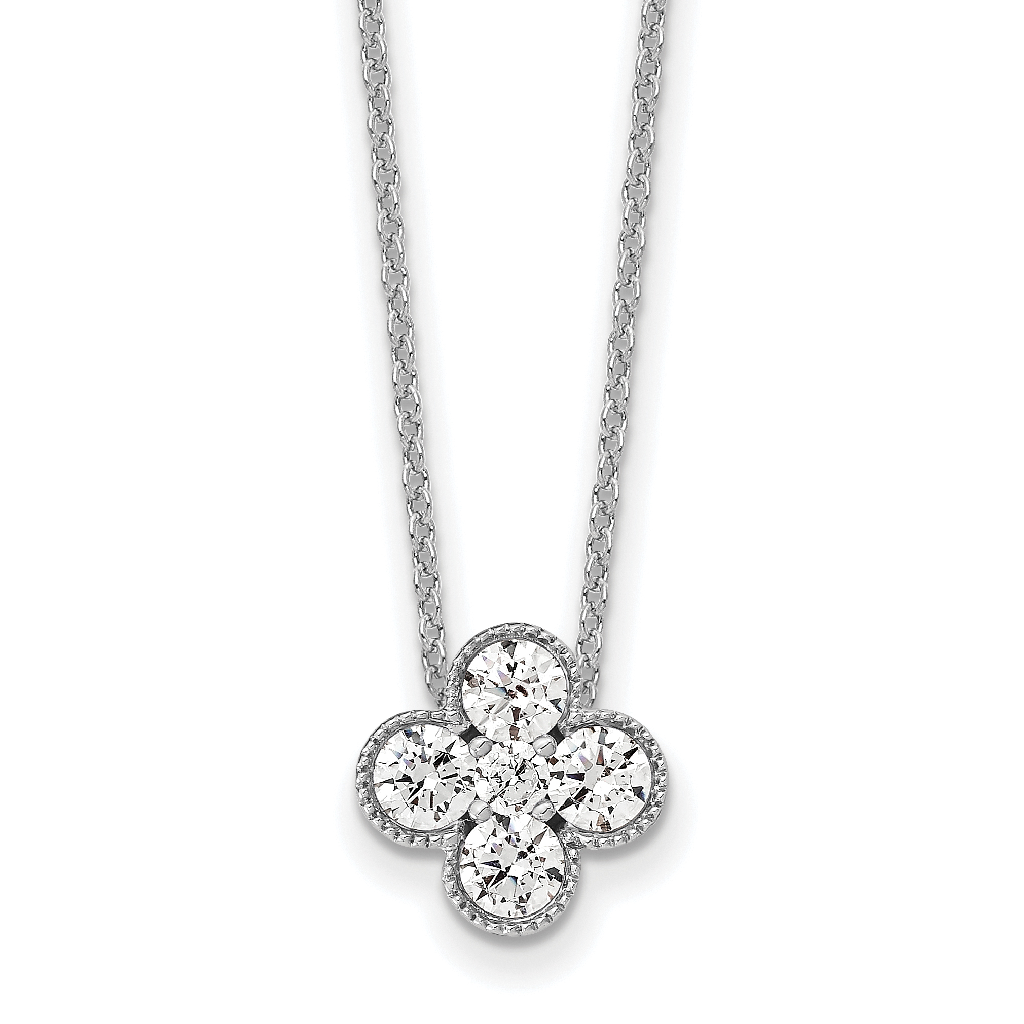 True Origin 14k White Gold 3/4 carat Lab Grown Diamond VS DEF 18 inch Bloom Floral Pendant Necklace (PM6346-075-WLD)