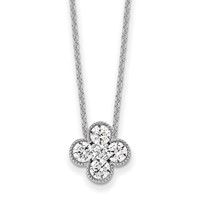 True Origin 14K White Gold 0.75 Carat Lab Grown Diamond VS+ F+ Complete Bloom Floral Necklace, 18" view 1