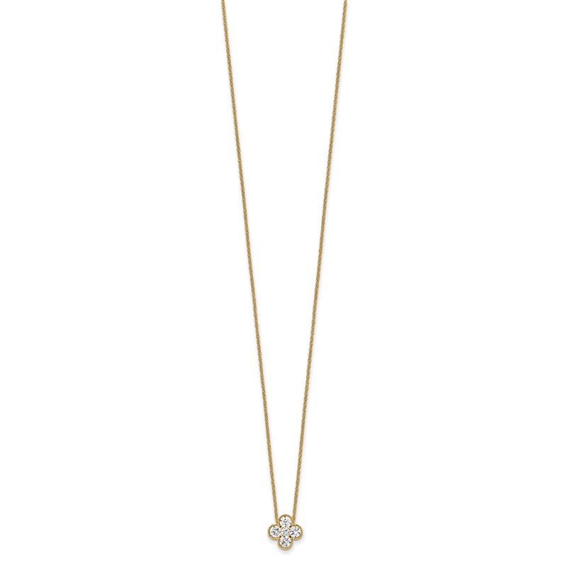 True Origin 14k 3/4 carat Lab Grown Diamond VS DEF 18 inch Bloom Floral Pendant Necklace