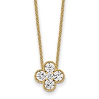True Origin 14K Yellow Gold 0.75 Carat Lab Grown Diamond VS+ F+ Complete Bloom Floral Necklace, 18" view 1