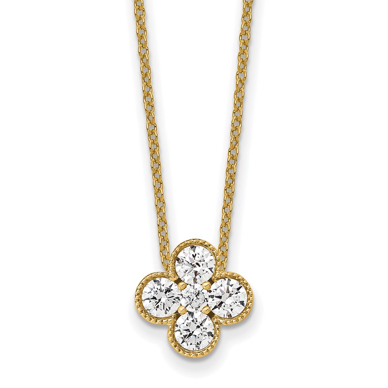 True Origin 14k 3/4 carat Lab Grown Diamond VS DEF 18 inch Bloom Floral Pendant Necklace