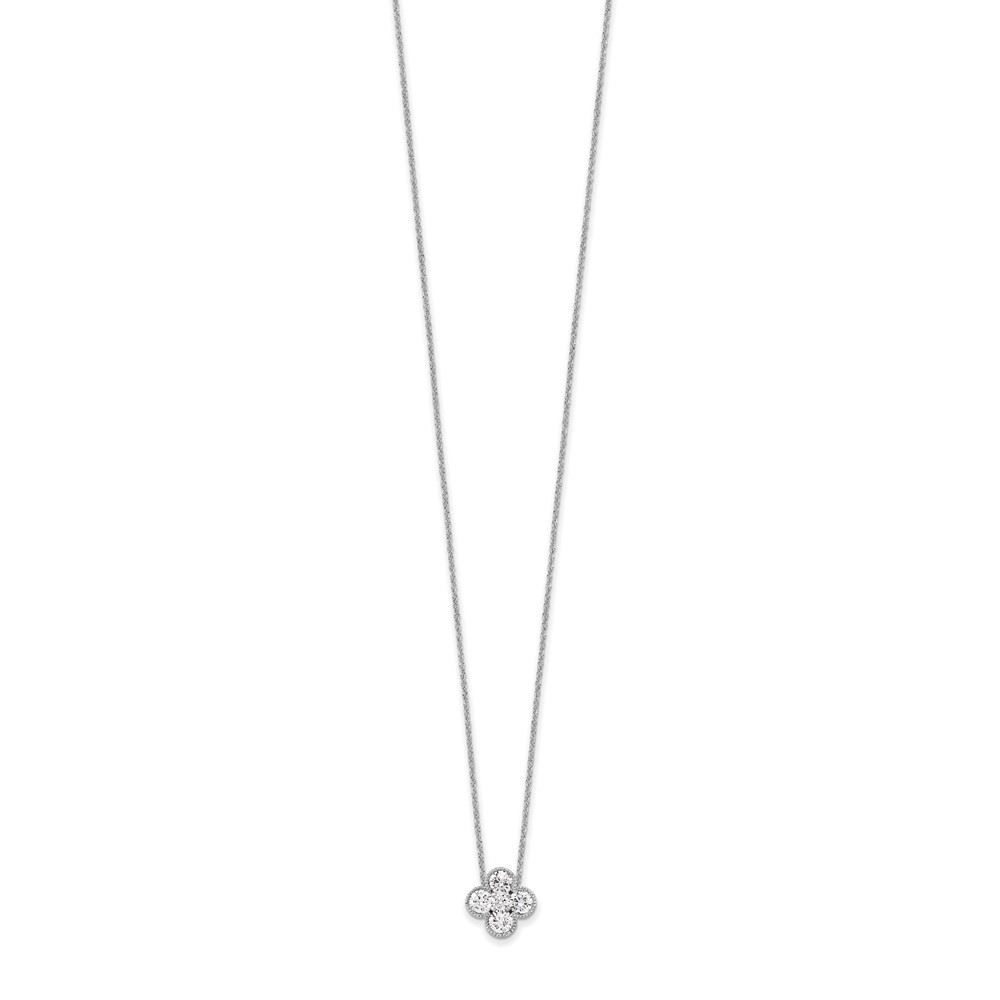 True Origin 14k White Gold 1 carat Lab Grown Diamond VS DEF 18 inch Bloom Floral Pendant Necklace (PM6346-100-WLD)