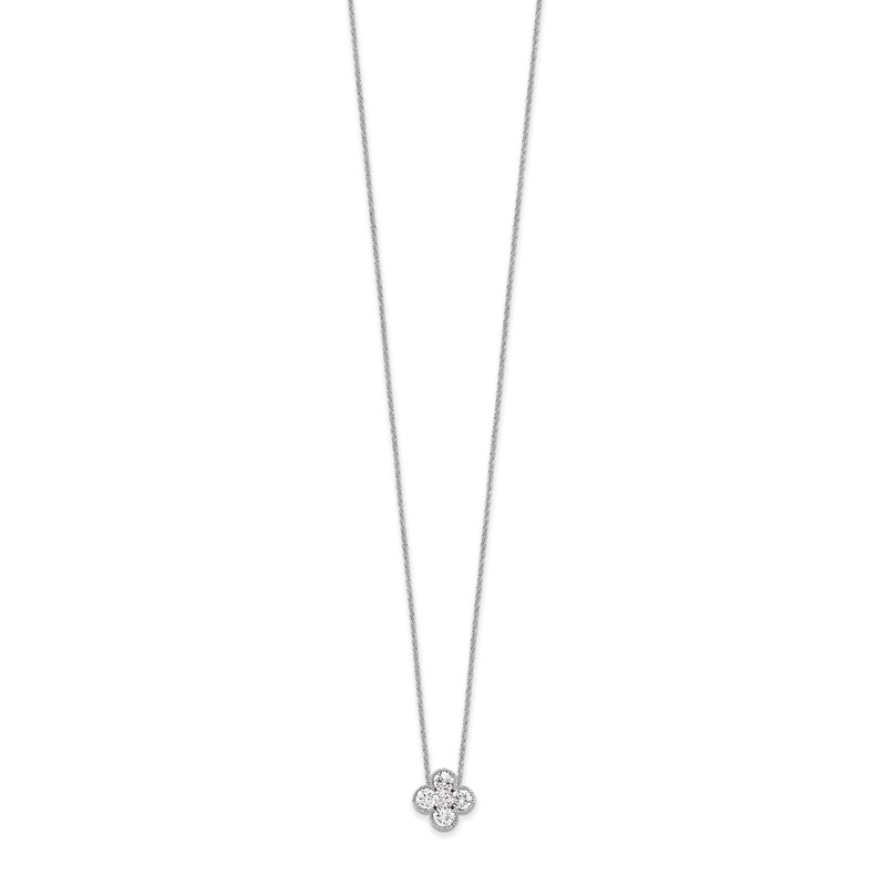 True Origin 14k White Gold 1 carat Lab Grown Diamond VS DEF 18 inch Bloom Floral Pendant Necklace