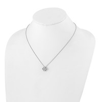 True Origin 14K White Gold 1 Carat Lab Grown Diamond VS+ F+ Complete Bloom Floral Necklace, 18" view 3