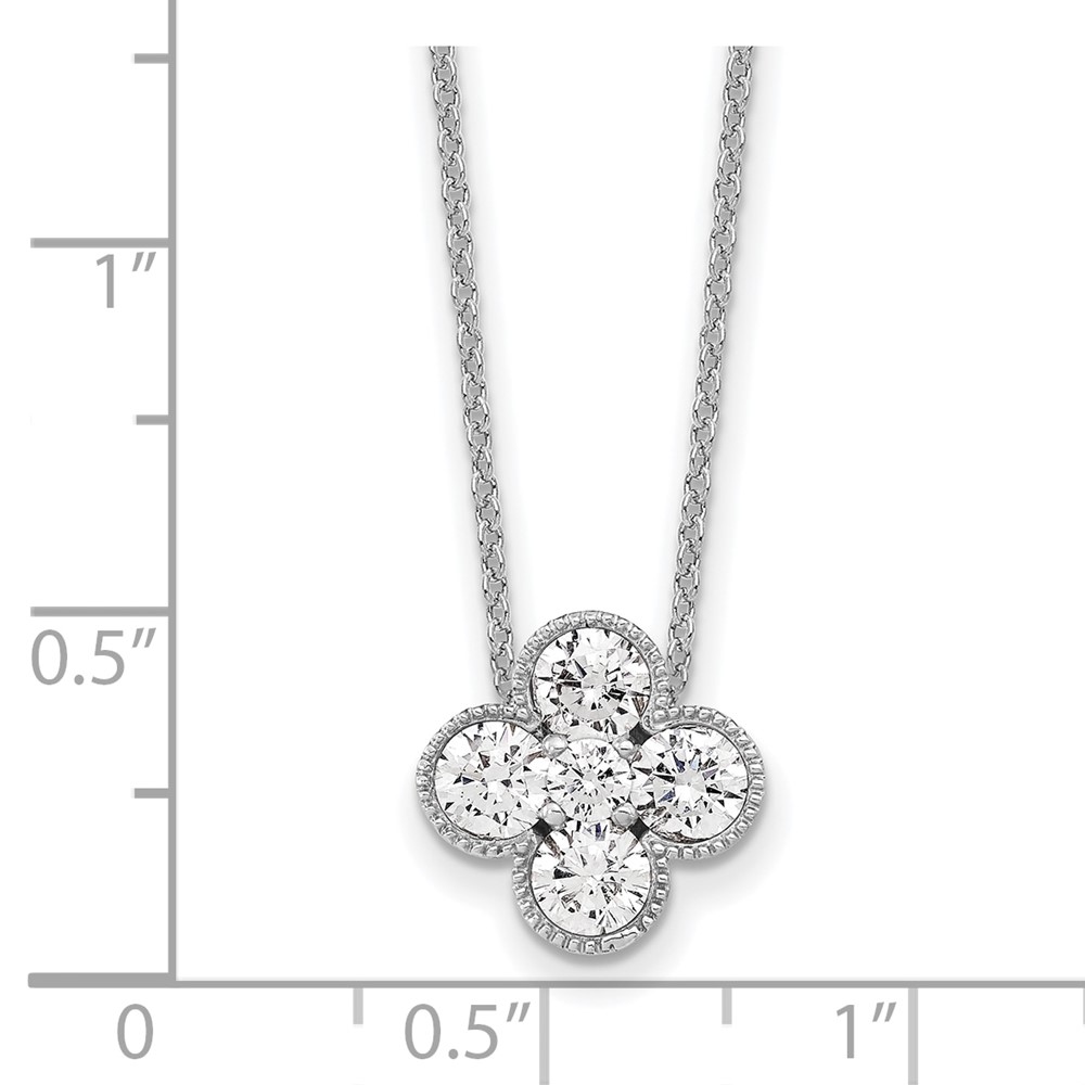 True Origin 14k White Gold 1 carat Lab Grown Diamond VS DEF 18 inch Bloom Floral Pendant Necklace (PM6346-100-WLD)