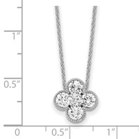 True Origin 14K White Gold 1 Carat Lab Grown Diamond VS+ F+ Complete Bloom Floral Necklace, 18" view 5