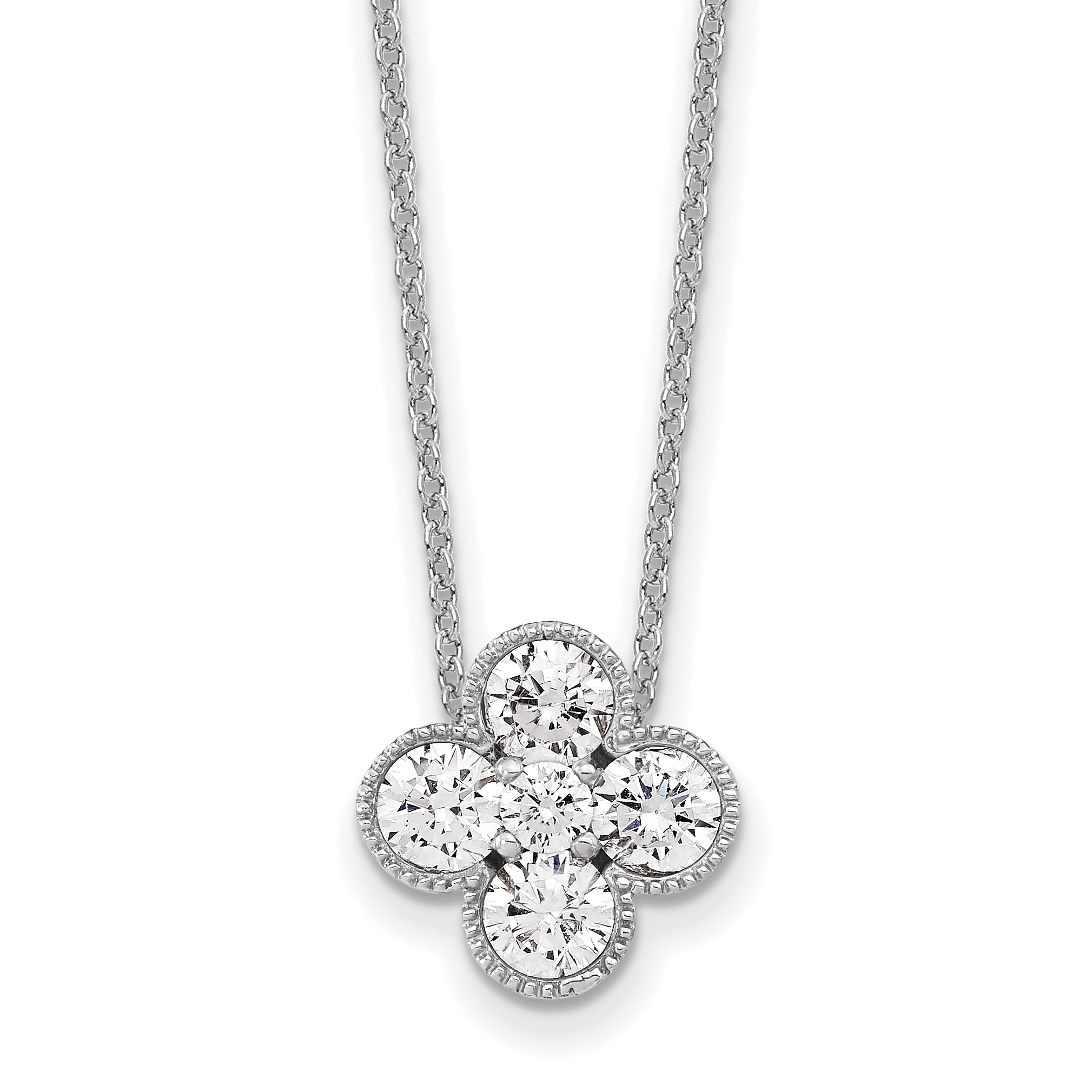 True Origin 14k White Gold 1 carat Lab Grown Diamond VS DEF 18 inch Bloom Floral Pendant Necklace (PM6346-100-WLD)
