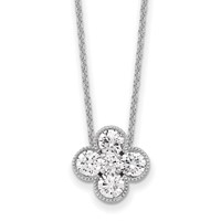 True Origin 14K White Gold 1 Carat Lab Grown Diamond VS+ F+ Complete Bloom Floral Necklace, 18" view 1