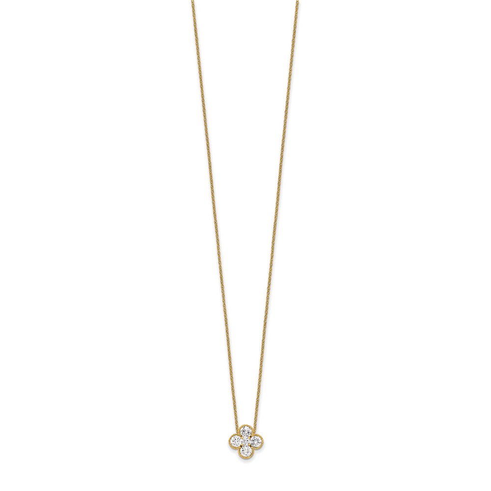 True Origin 14k 1 carat Lab Grown Diamond VS DEF 18 inch Bloom Floral Pendant Necklace (PM6346-100-YLD)