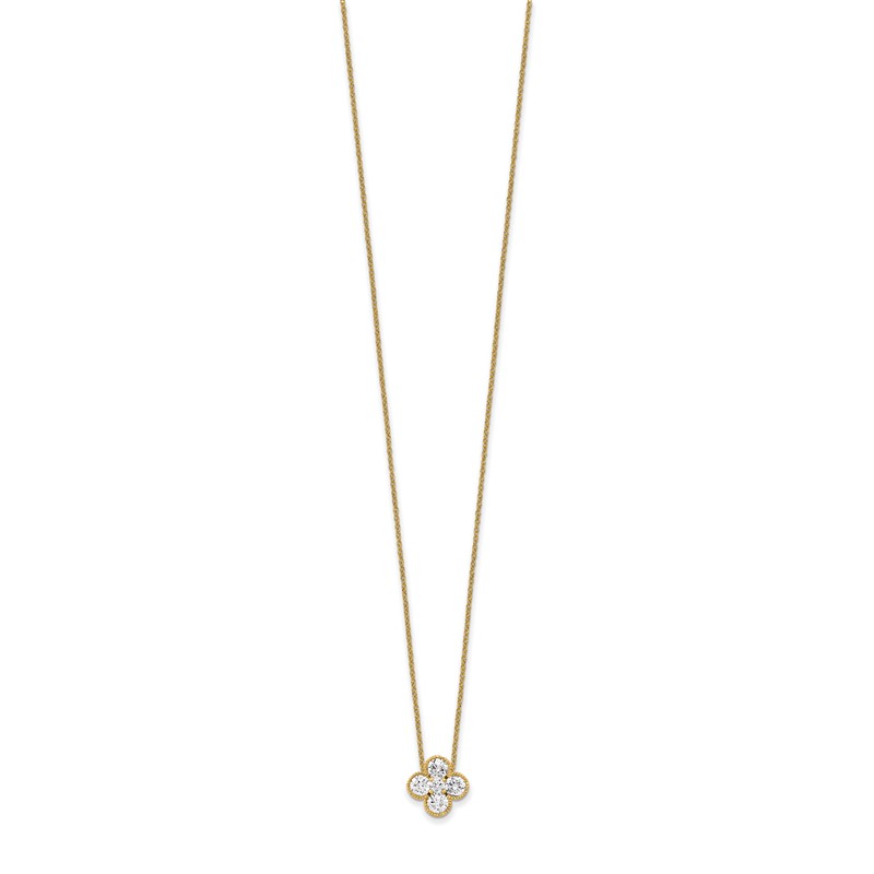 True Origin 14k 1 carat Lab Grown Diamond VS DEF 18 inch Bloom Floral Pendant Necklace