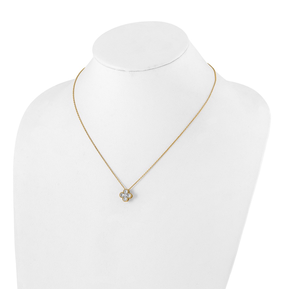 True Origin 14k 1 carat Lab Grown Diamond VS DEF 18 inch Bloom Floral Pendant Necklace (PM6346-100-YLD)