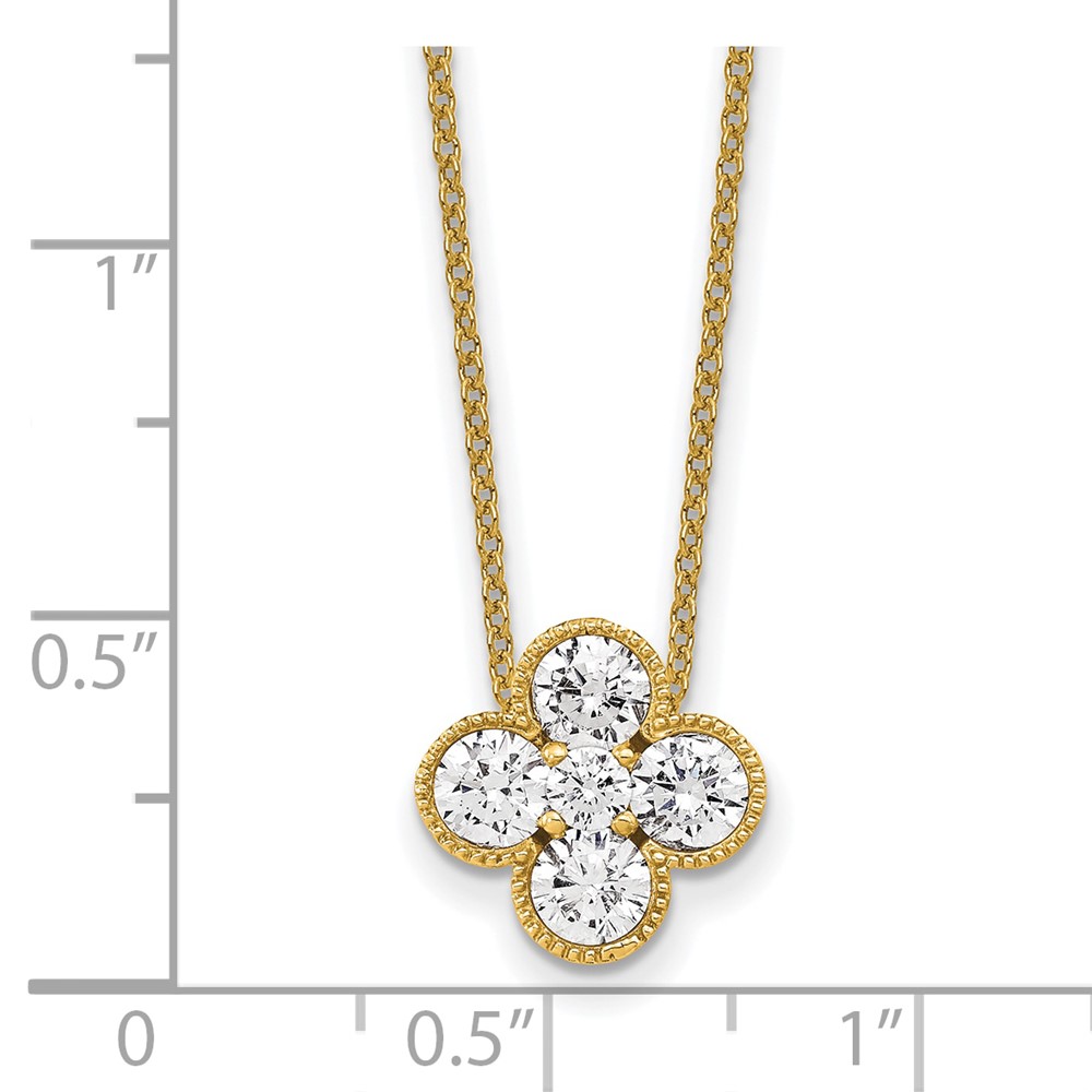 True Origin 14k 1 carat Lab Grown Diamond VS DEF 18 inch Bloom Floral Pendant Necklace (PM6346-100-YLD)