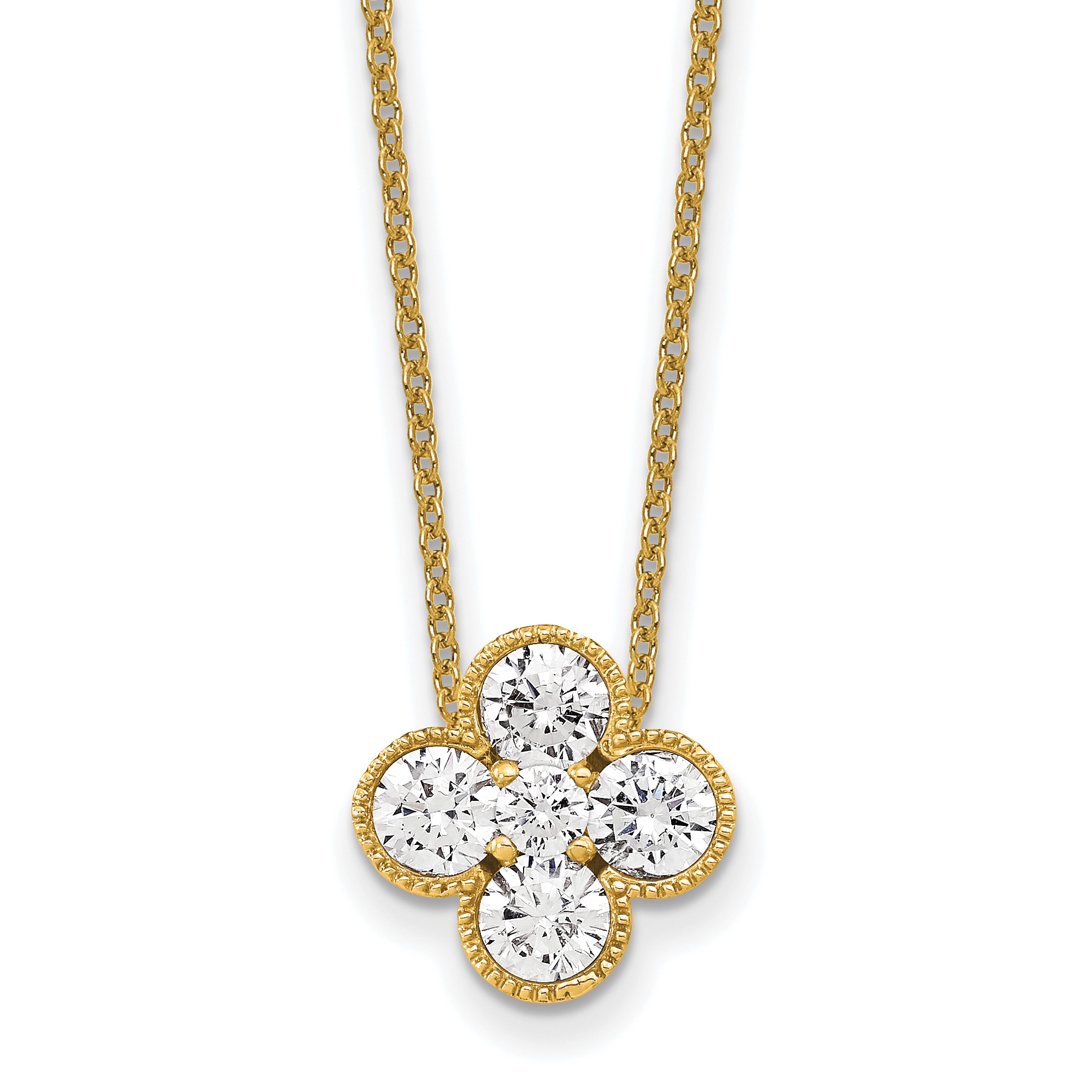 True Origin 14k 1 carat Lab Grown Diamond VS DEF 18 inch Bloom Floral Pendant Necklace (PM6346-100-YLD)