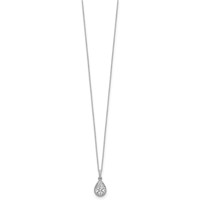 10K White Gold 0.50 Carat Lab Grown Diamond VS SI+ G+ Complete Teardrop Halo Pendant Necklace, 18" view 2