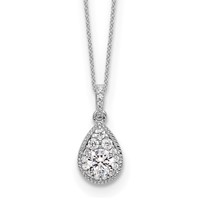 10K White Gold 0.50 Carat Lab Grown Diamond VS SI+ G+ Complete Teardrop Halo Pendant Necklace, 18" view 1