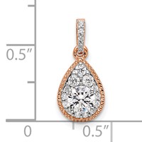 14K Rose Gold 0.50 Carat Lab Grown Diamond VS SI+ G+ Complete Teardrop Dangle Pendant view 4