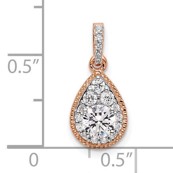14k Rose Gold 1/2 carat Lab Grown Diamond VS/SI+ G+ Complete Teardrop Dangle Pendant