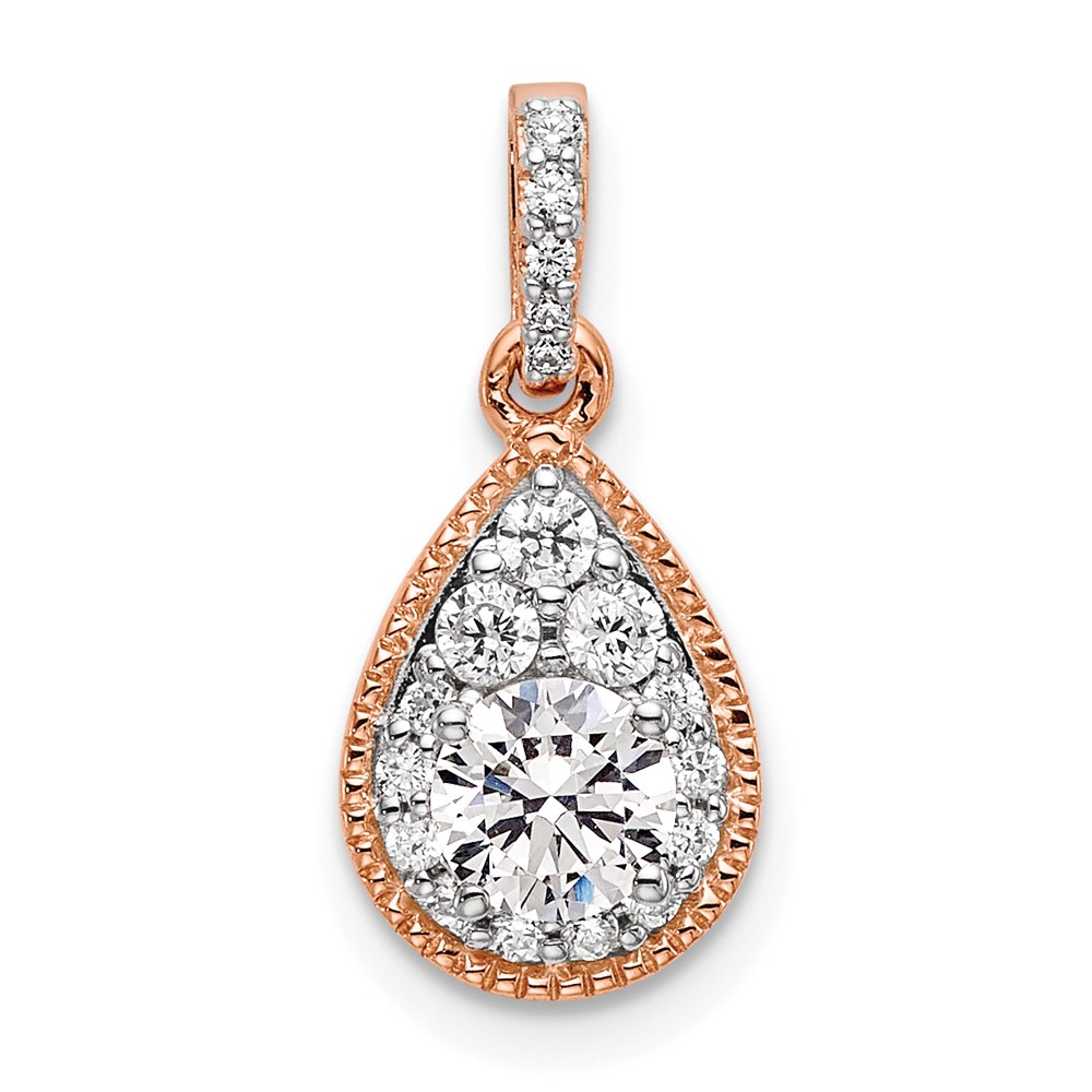 14kr Lab Grown Diamond SI1/SI2, G H I, Complete Teardrop Pendant