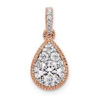 14K Rose Gold 0.50 Carat Lab Grown Diamond VS SI+ G+ Complete Teardrop Dangle Pendant view 1
