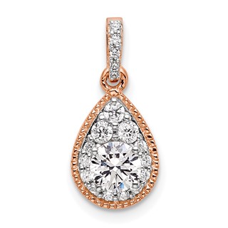 14k Rose Gold 1/2 carat Lab Grown Diamond VS/SI+ G+ Complete Teardrop Dangle Pendant