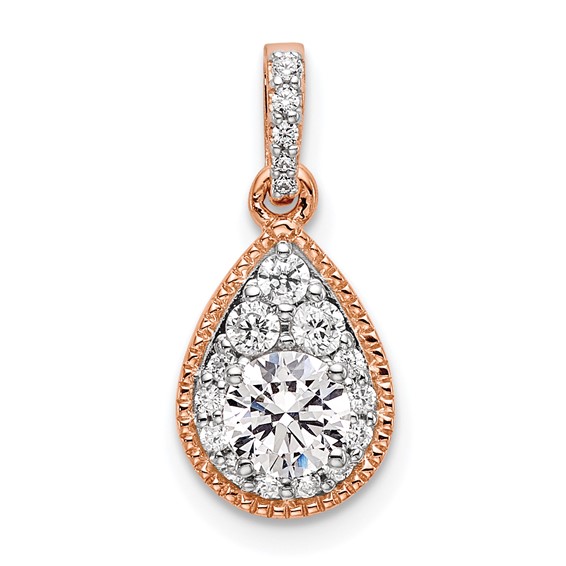 14k Rose Gold 1/2 carat Lab Grown Diamond VS/SI+ G+ Complete Teardrop Dangle Pendant