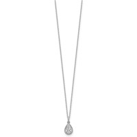 14K White Gold 0.50 Carat Lab Grown Diamond VS SI+ G+ Complete Teardrop Halo Pendant Necklace, 18" view 2