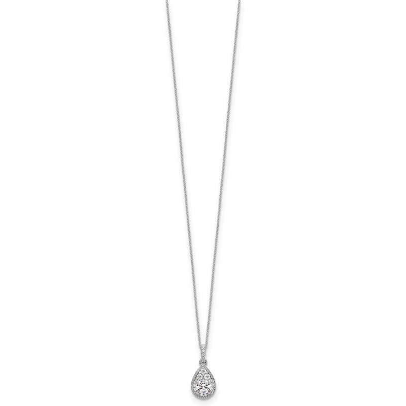 14k White Gold 1/2 carat Lab Grown Diamond VS/SI+ G+ Complete 18 inch Teardrop Pendant Necklace
