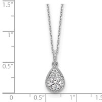 14K White Gold 0.50 Carat Lab Grown Diamond VS SI+ G+ Complete Teardrop Halo Pendant Necklace, 18" view 3