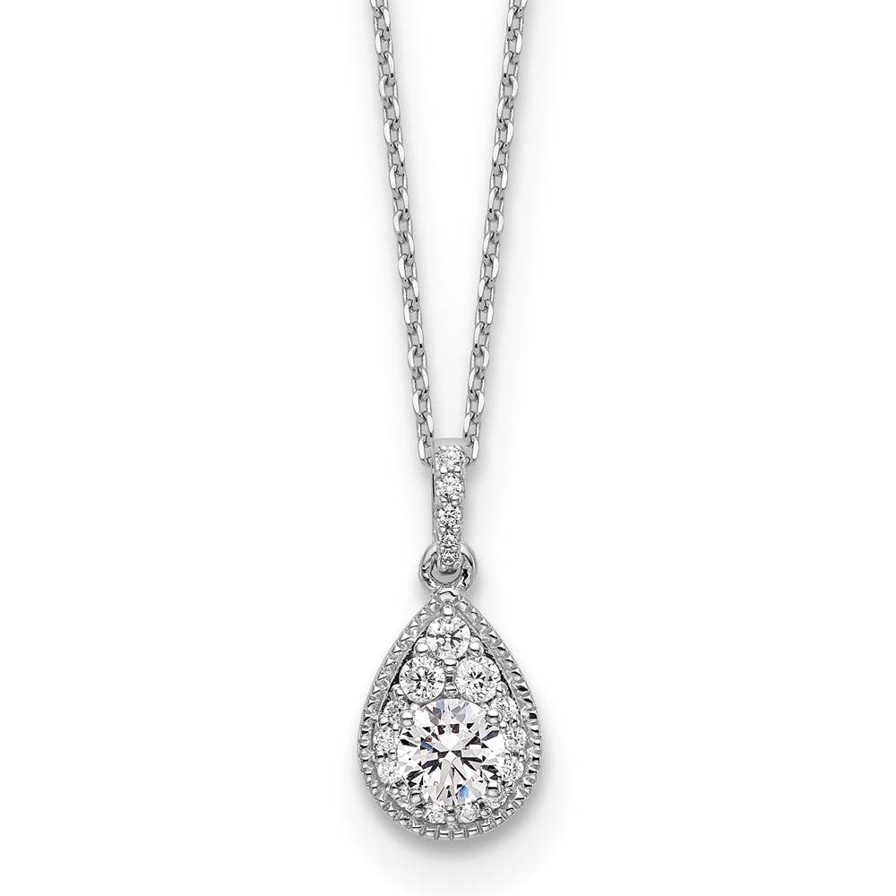 14k White Gold 1/2 carat Lab Grown Diamond VS/SI+ G+ Complete 18 inch Teardrop Pendant Necklace (PM6536-050-WLG-18)