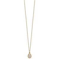 14K Yellow Gold 0.50 Carat Lab Grown Diamond VS SI+ G+ Complete Teardrop Halo Pendant Necklace, 18" view 2