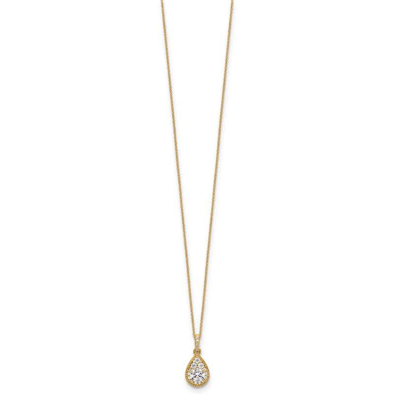 14k 1/2 carat Lab Grown Diamond VS/SI+ G+ Complete 18 inch Teardrop Pendant Necklace