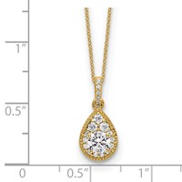 14K Yellow Gold 0.50 Carat Lab Grown Diamond VS SI+ G+ Complete Teardrop Halo Pendant Necklace, 18" view 3