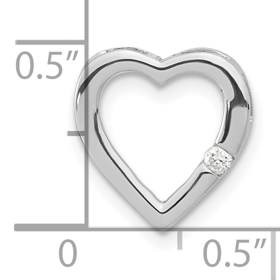 Sterling Silver Polished Diamond Heart Chain Slide