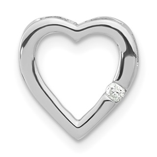 Sterling Silver Polished Diamond Heart Chain Slide