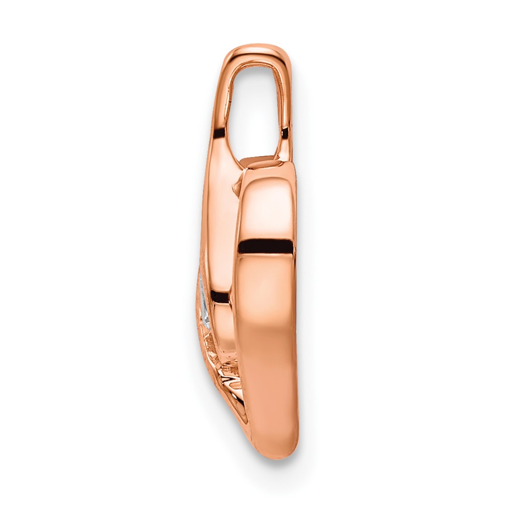 14k Rose Gold 1/10 carat Lab Grown Diamond VS/SI+ G+ Complete Bezel Open Heart Pendant (PM6599-010-RLG)