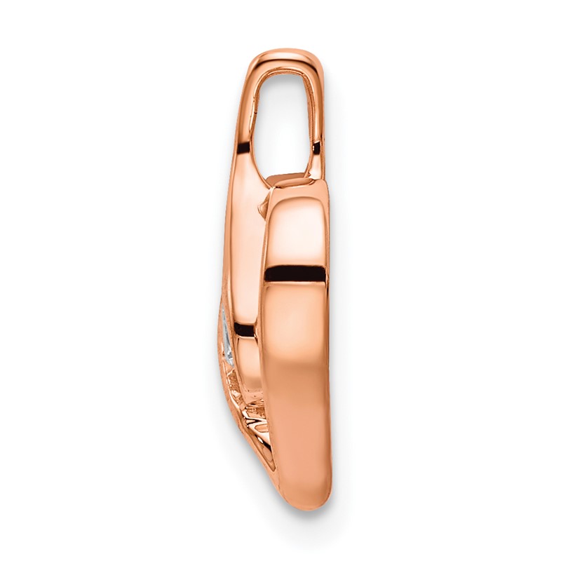 14k Rose Gold 1/10 carat Lab Grown Diamond VS/SI+ G+ Complete Bezel Open Heart Pendant