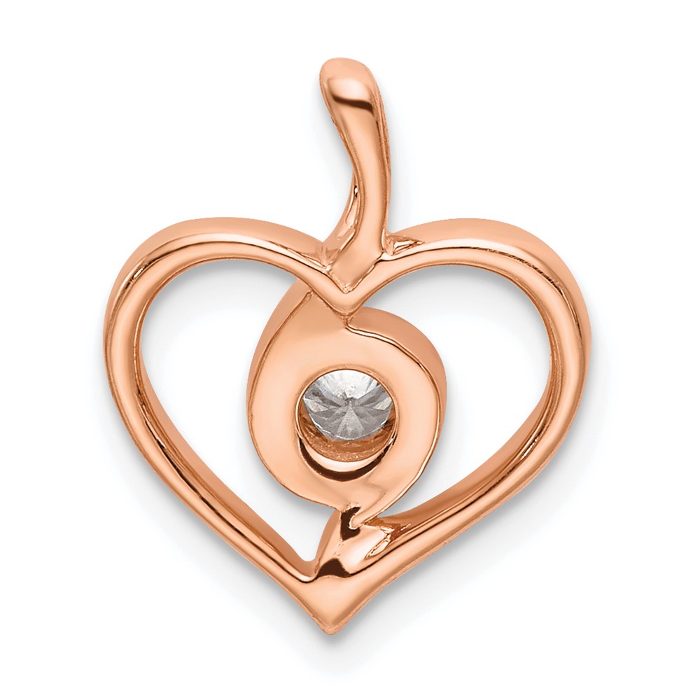 14k Rose Gold 1/10 carat Lab Grown Diamond VS/SI+ G+ Complete Bezel Open Heart Pendant (PM6599-010-RLG)