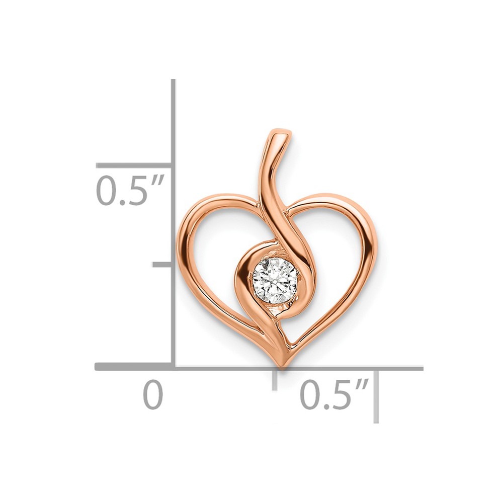 14k Rose Gold 1/10 carat Lab Grown Diamond VS/SI+ G+ Complete Bezel Open Heart Pendant (PM6599-010-RLG)