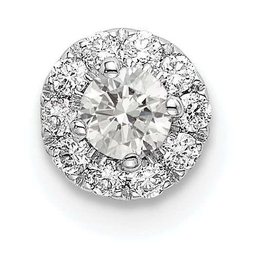 14k White Gold 1/4 carat Lab Grown Diamond VS/SI+ G+ Round Halo Chain Slide Pendant (PM6635-025-WLG)