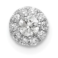 14K White Gold 0.25 Carat Lab Grown Diamond VS SI+ G+ Round Halo Chain Slide Pendant view 1