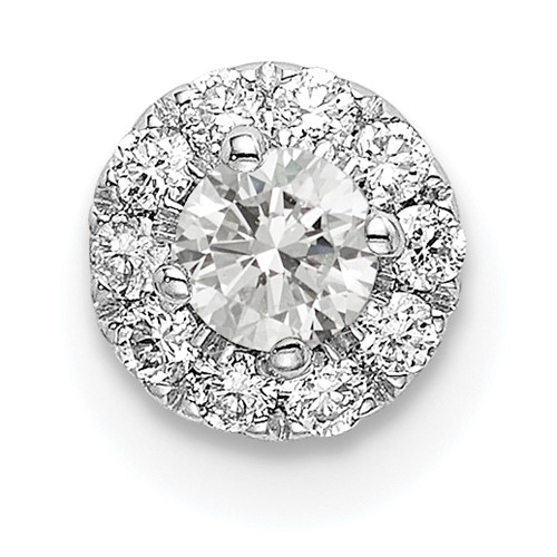 14k White Gold 1/4 carat Lab Grown Diamond VS/SI+ G+ Round Halo Chain Slide Pendant