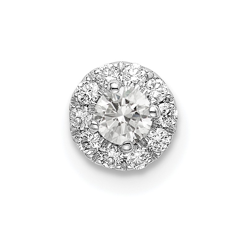 14k White Gold 1/4 carat Lab Grown Diamond VS/SI+ G+ Round Halo Chain Slide Pendant