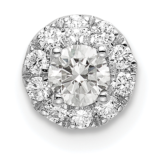 14k White Gold 1/3 carat Lab Grown Diamond VS/SI+ G+ Round Halo Chain Slide Pendant (PM6635-033-WLG)