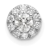 14K White Gold 0.33 Carat Lab Grown Diamond VS SI+ G+ Round Halo Chain Slide Pendant view 1