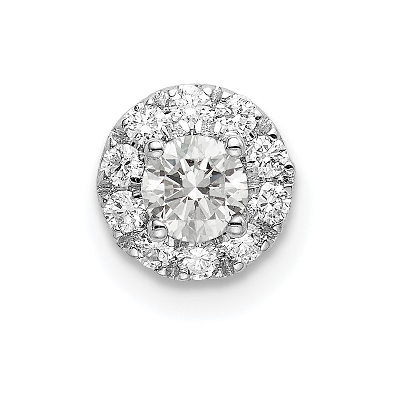 14k White Gold 1/3 carat Lab Grown Diamond VS/SI+ G+ Round Halo Chain Slide Pendant