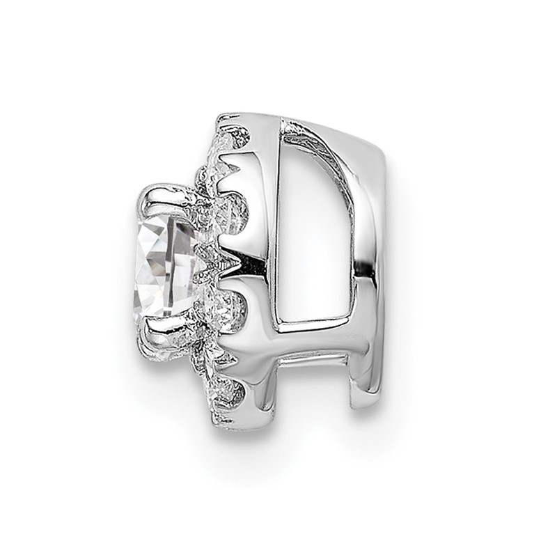 14k White Gold 1/2 carat Lab Grown Diamond VS/SI+ G+ Round Halo Chain Slide Pendant