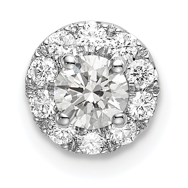 14k White Gold 1/2 carat Lab Grown Diamond VS/SI+ G+ Round Halo Chain Slide Pendant (PM6635-050-WLG)