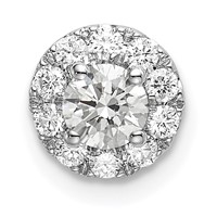 14K White Gold 0.50 Carat Lab Grown Diamond VS SI+ G+ Round Halo Chain Slide Pendant view 1